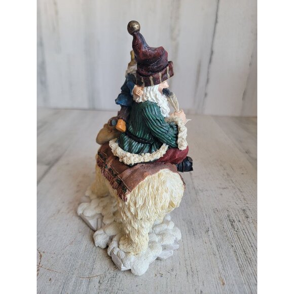 Rustic Santa riding polar bear elf naughty Nice list vintage figure decor Xmas - Picture 7 of 8